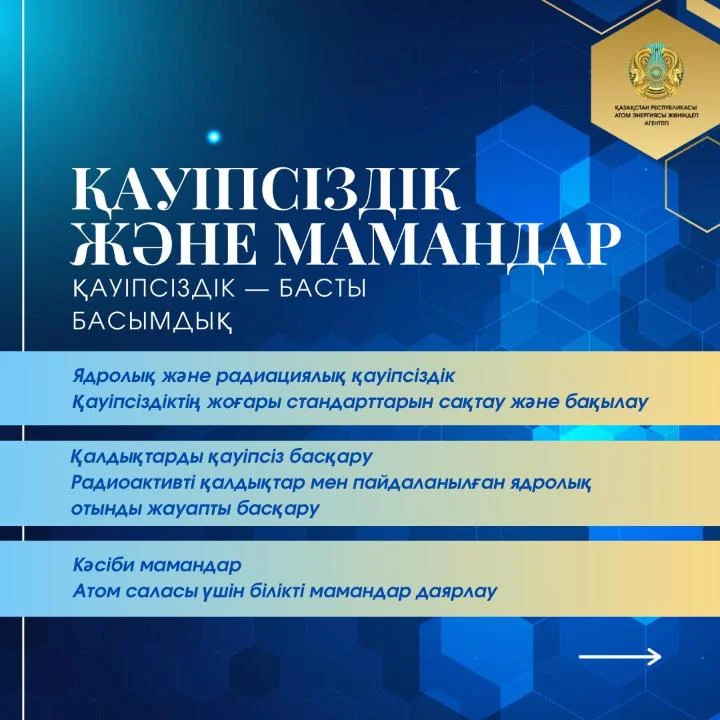 Қазақстанның атом саласын дамыту - энергетика, өнеркәсіп, ғылым, технология және кадр даярлау бағыттарын қамтитын кешенді жұмыс