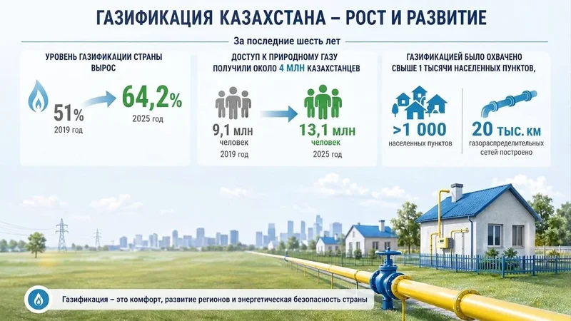 6 жылда тағы 4 млн қазақстандық газға қол жеткізді