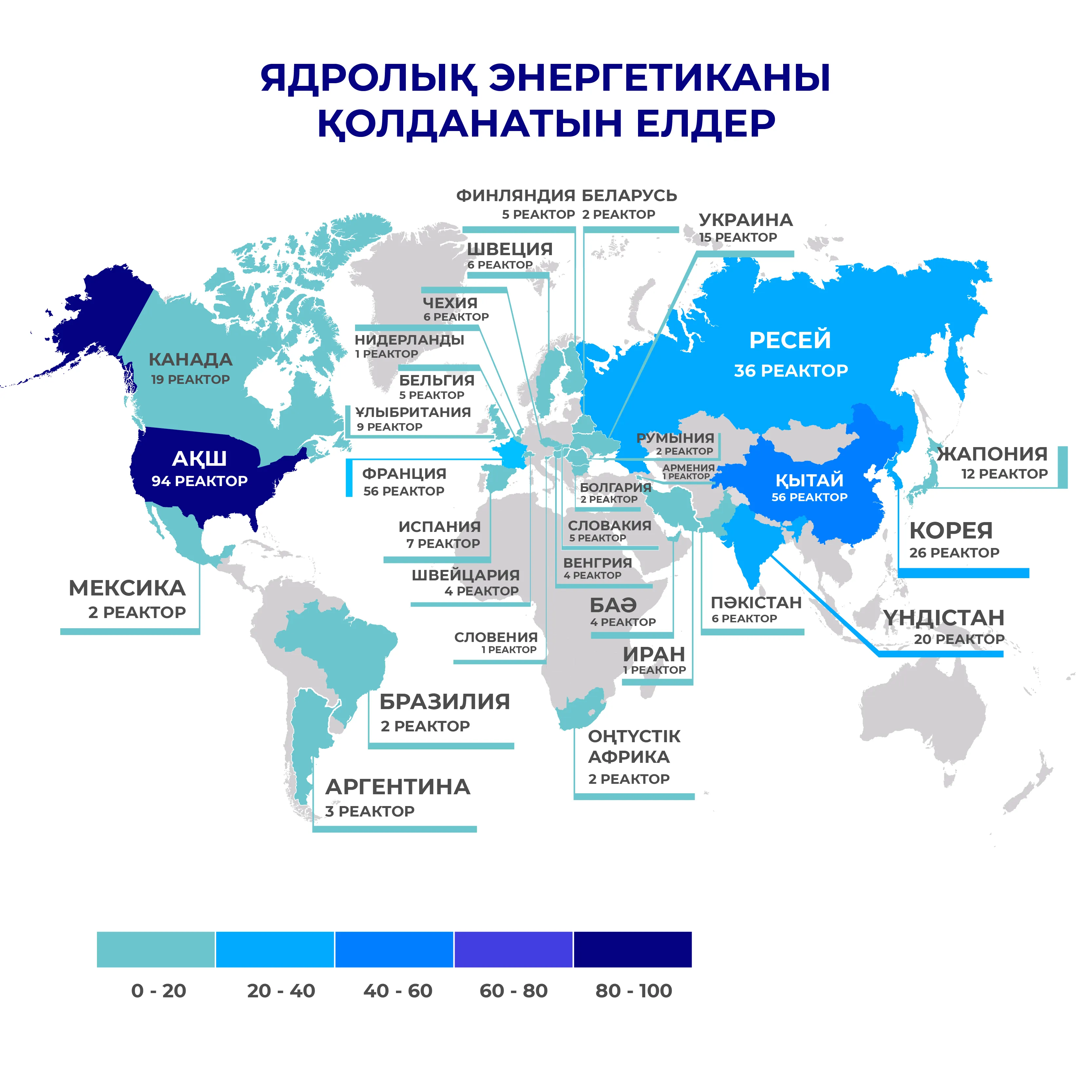 Бүгінде АЭС 32 елде, барлық құрлықтарда орналасқан (Австралия мен Антарктидадан басқа)